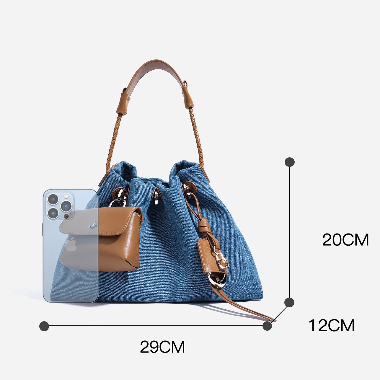 Arlenis — Women’s Genuine Leather and Denim Patchwork Hobo Bag