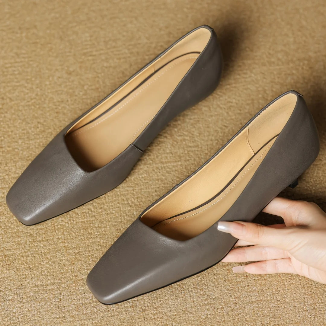 Alaris — Genuine Leather Kitten Heel Pumps with Cushioned Insole