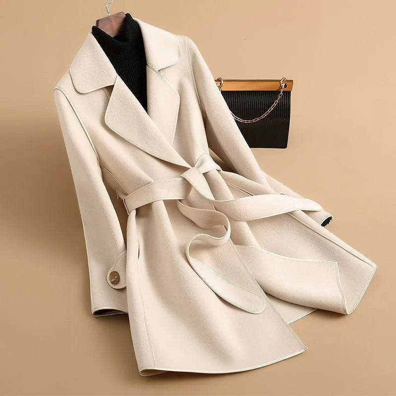 Sorrenna Cashmere Coat — Soft Blend with Adjustable Waist Belt for Warmth