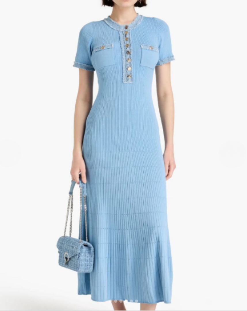 LumeLace™ Knit Denim Dress — Command Every Gaze with Effortless, Unstoppable Confidence