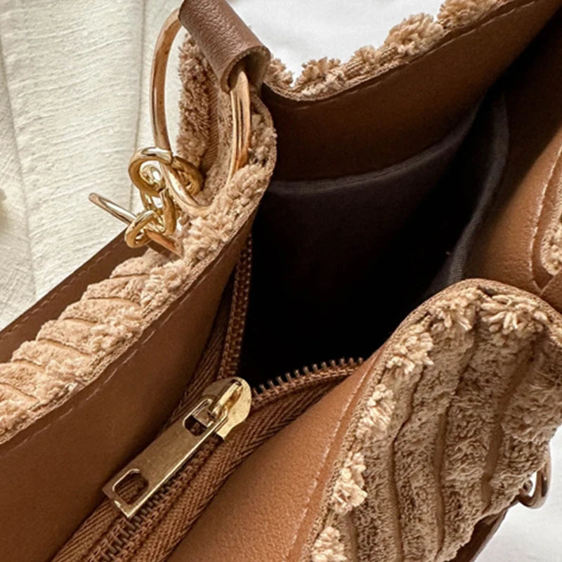 Harper — Soft-Touch Corduroy Tote Bag with Zipper Closure
