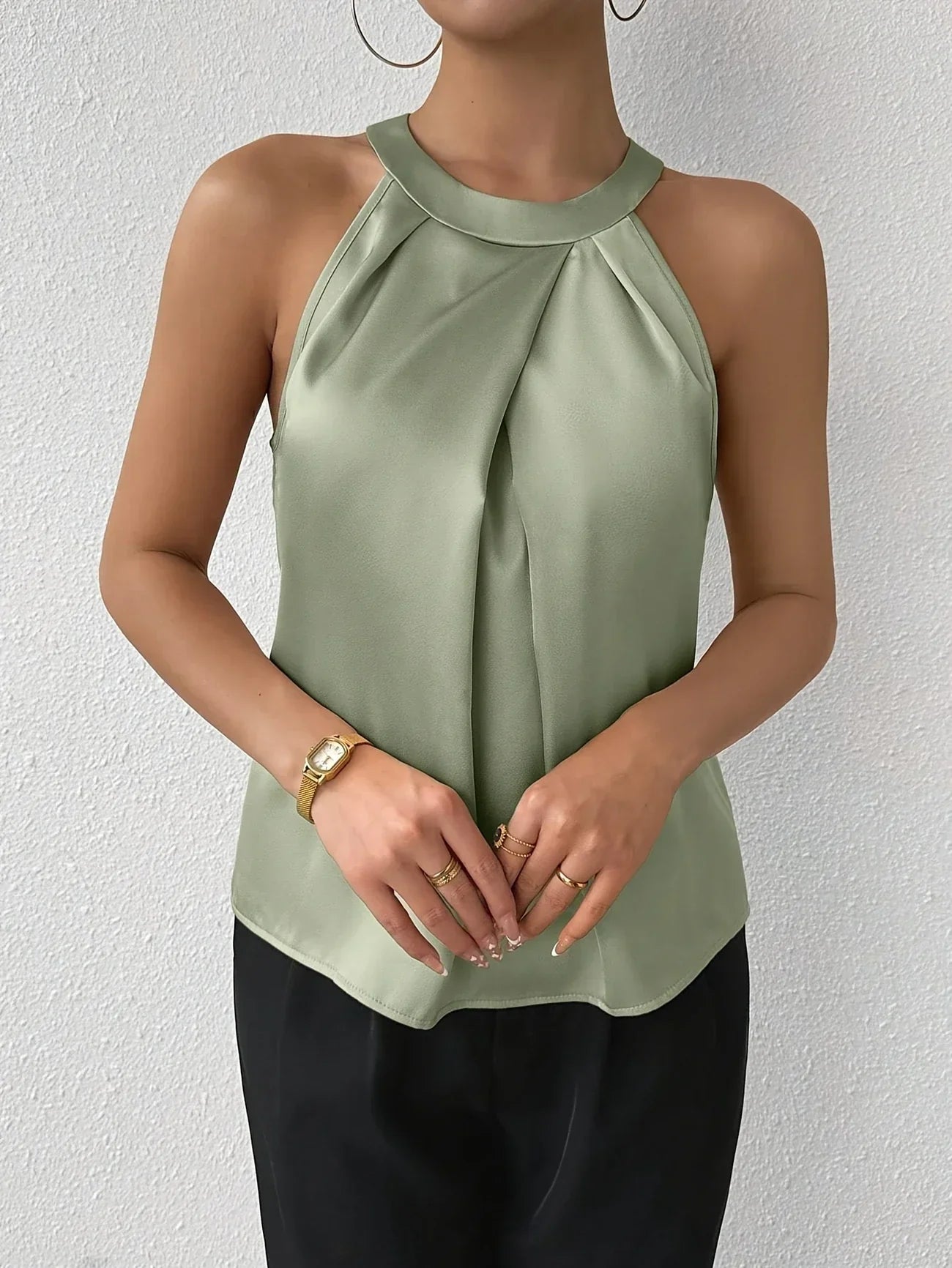 Liora — Women's Elegant Sleeveless Blouse with Halter Neckline
