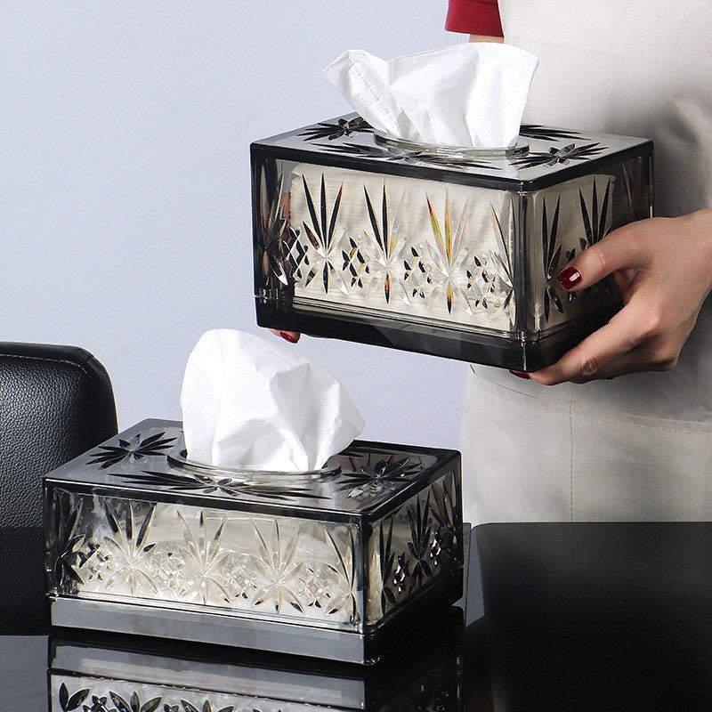 Valen — Faceted Acrylic Tissue Box with Crystal Detailing