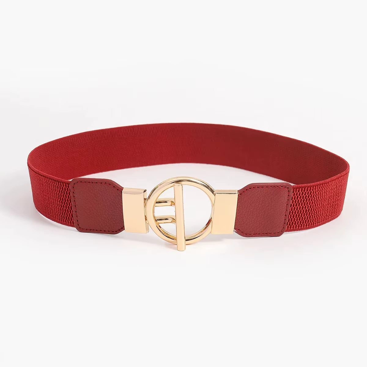 Jarin Belt — Stretch Waist Belt with Gold-Tone Circle Buckle