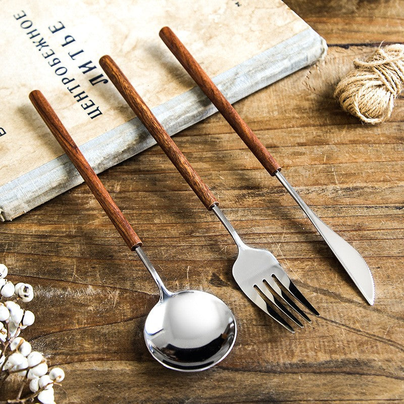 Arlonis — Rosewood Handle Flatware Set with Stainless Steel Durability