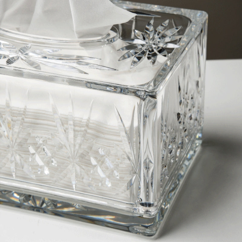Valen — Faceted Acrylic Tissue Box with Crystal Detailing