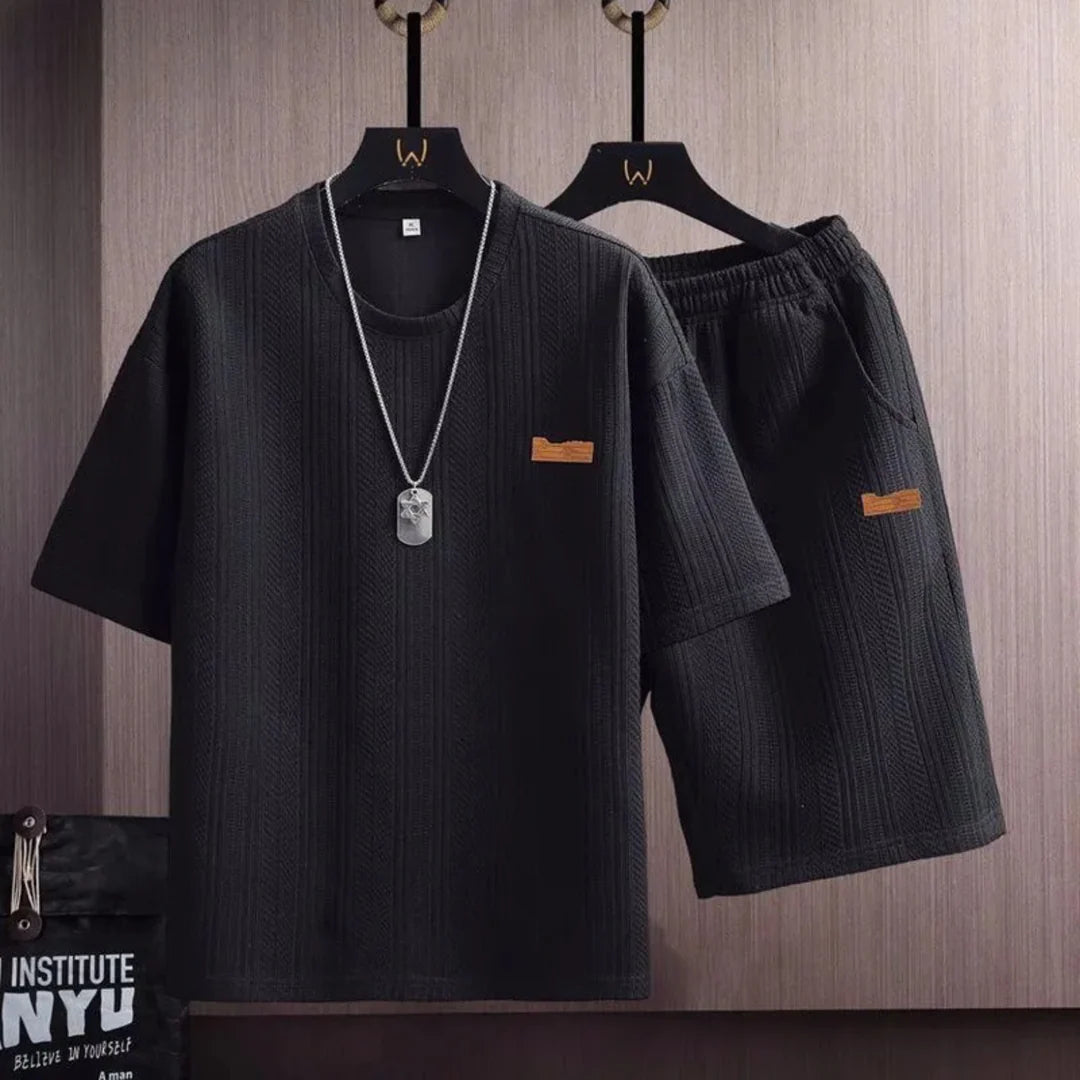 Norla Lounge Set — Breathable Knit Tee and Drawstring Shorts