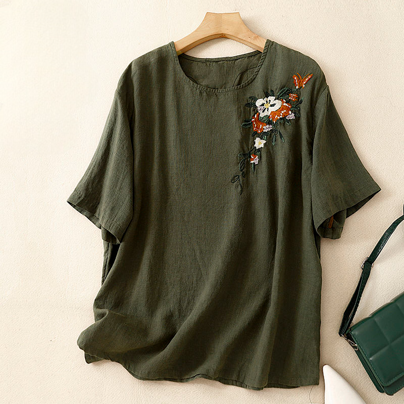 Liora — Embroidered Linen Dress with Relaxed Fit