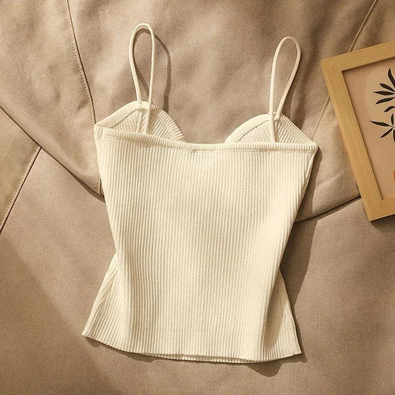 Marenna — Fine-Gauge Knit Crop Top with Gold Accents