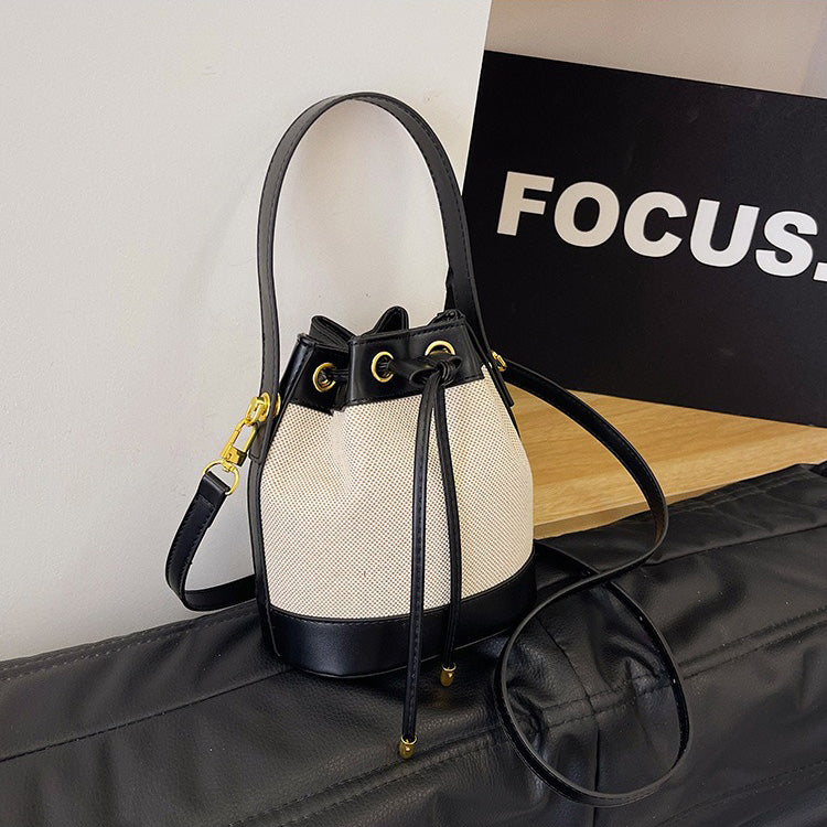 Oslen Canvas Bucket Bag — Lightweight Vegan Leather Trim Tote