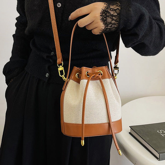 Oslen Canvas Bucket Bag — Lightweight Vegan Leather Trim Tote