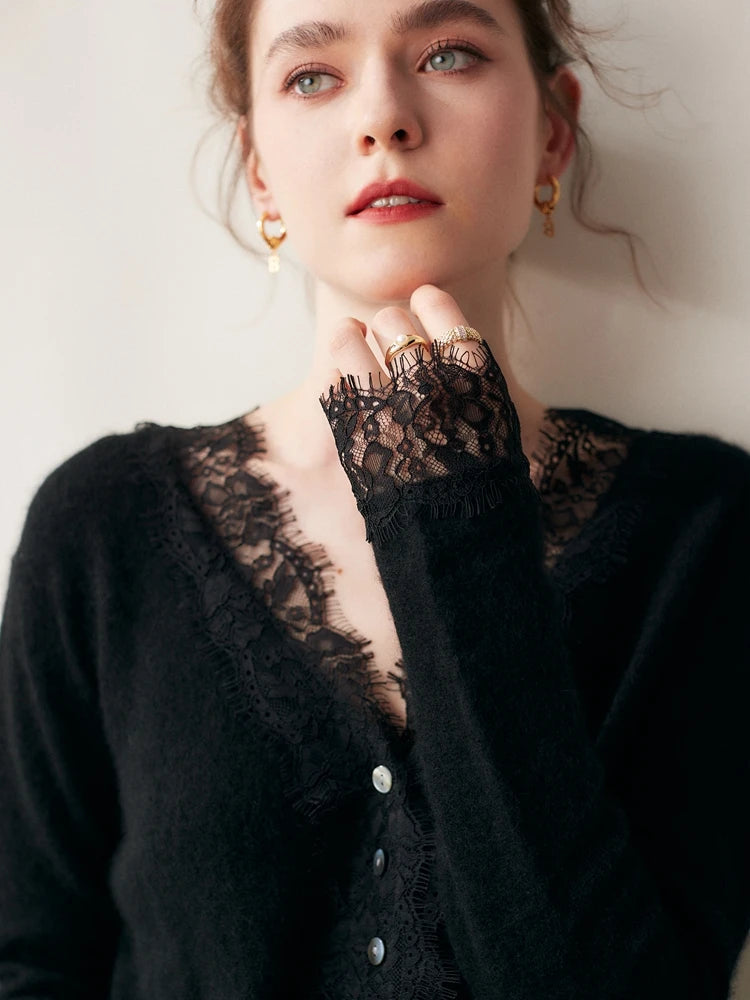 Sorrelis — Women's Cashmere Lace Cardigan for Layering