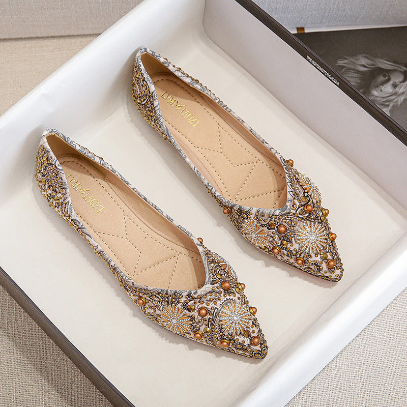 Liora — Hand-Embellished Beaded Flats with Cushioned Comfort