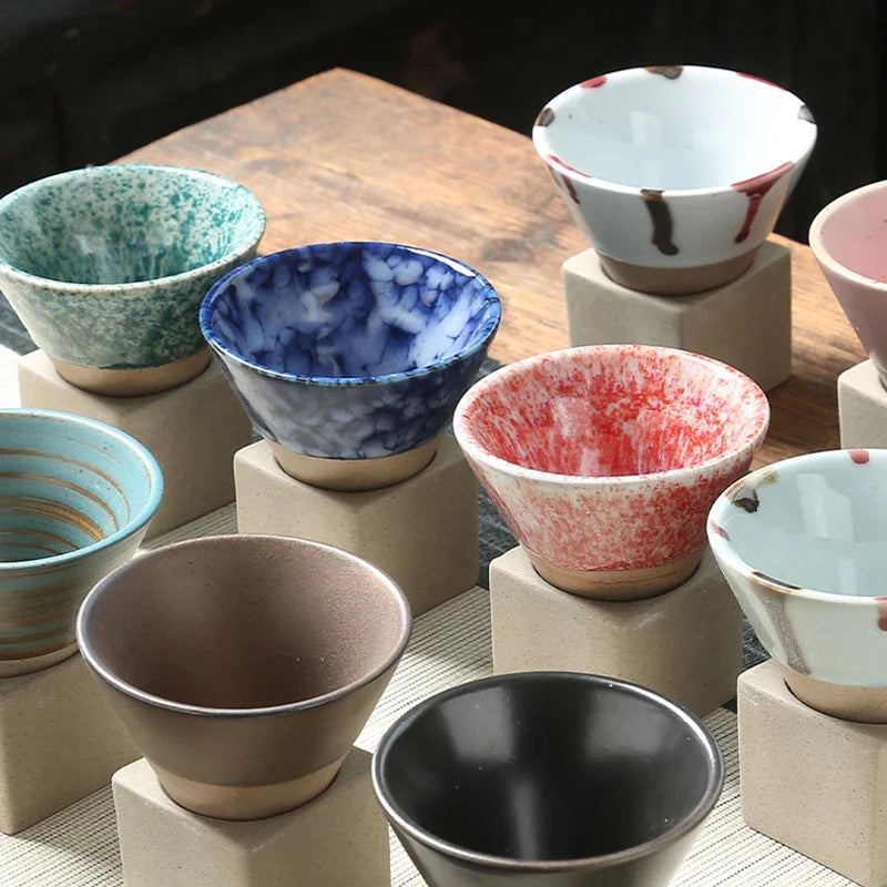 Lamara — Vintage Cone Shaped Ceramic Espresso Cups with Holder