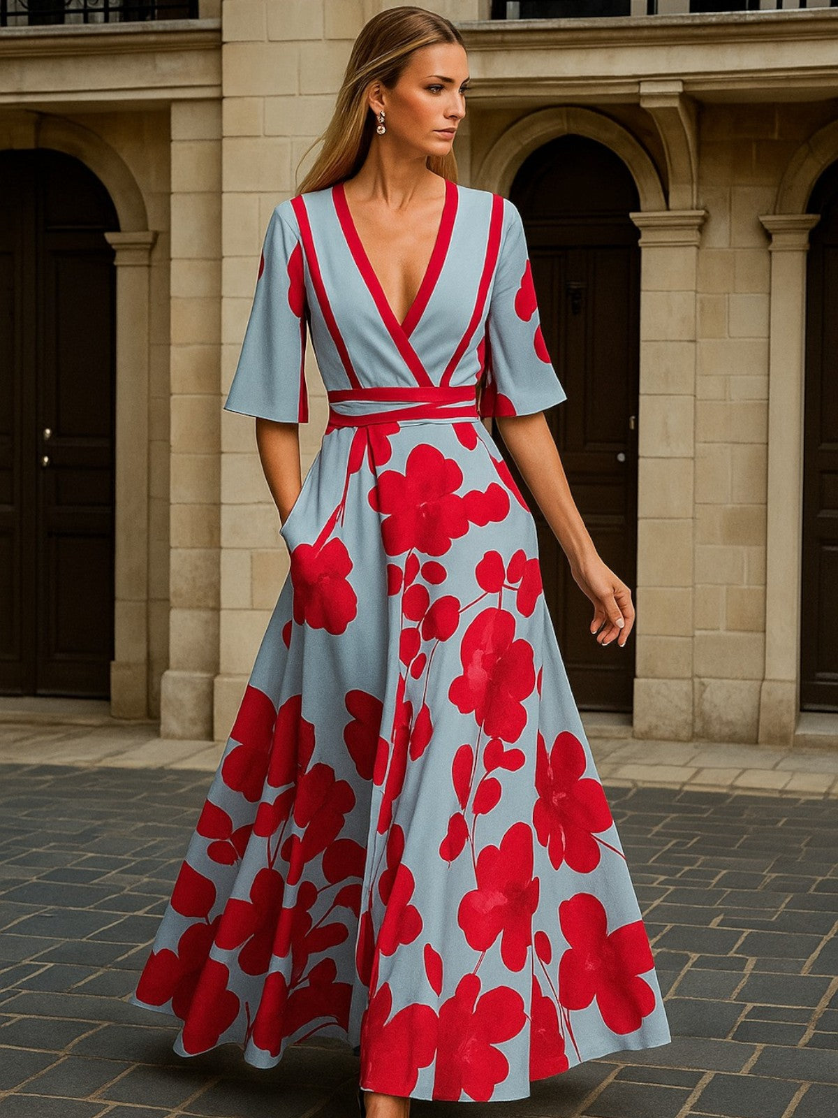 Vellora — Elegant Sleeved Dress with Tailored Fit for Women