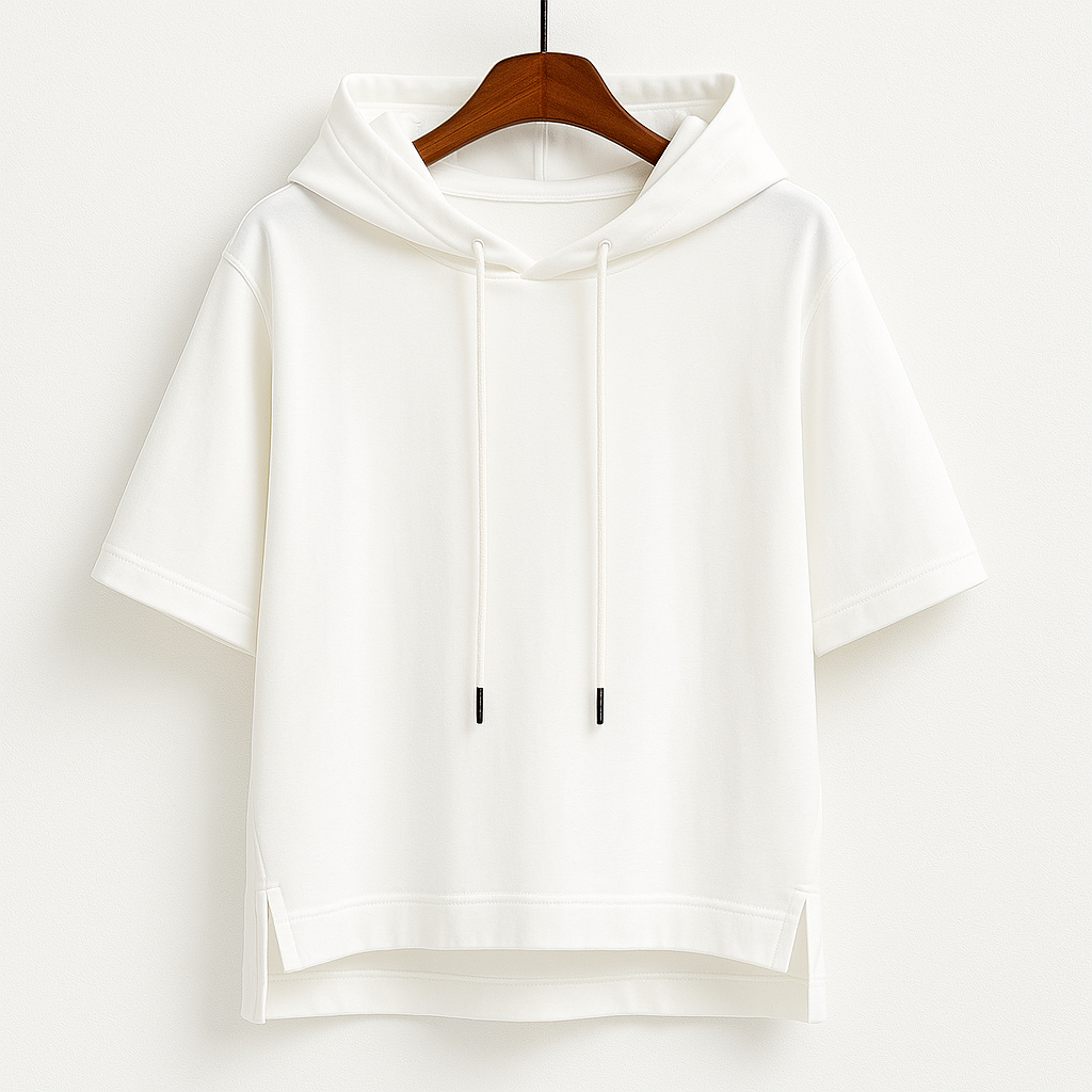 Fintan — Lightweight Short-Sleeve Cotton Blend Hoodie with Adjustable Hood