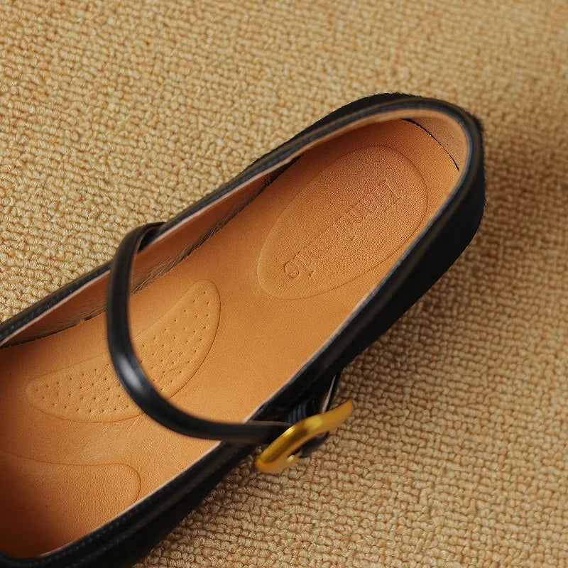 Embera — Genuine Horsehair Square-Toe Pumps with Low Block Heel