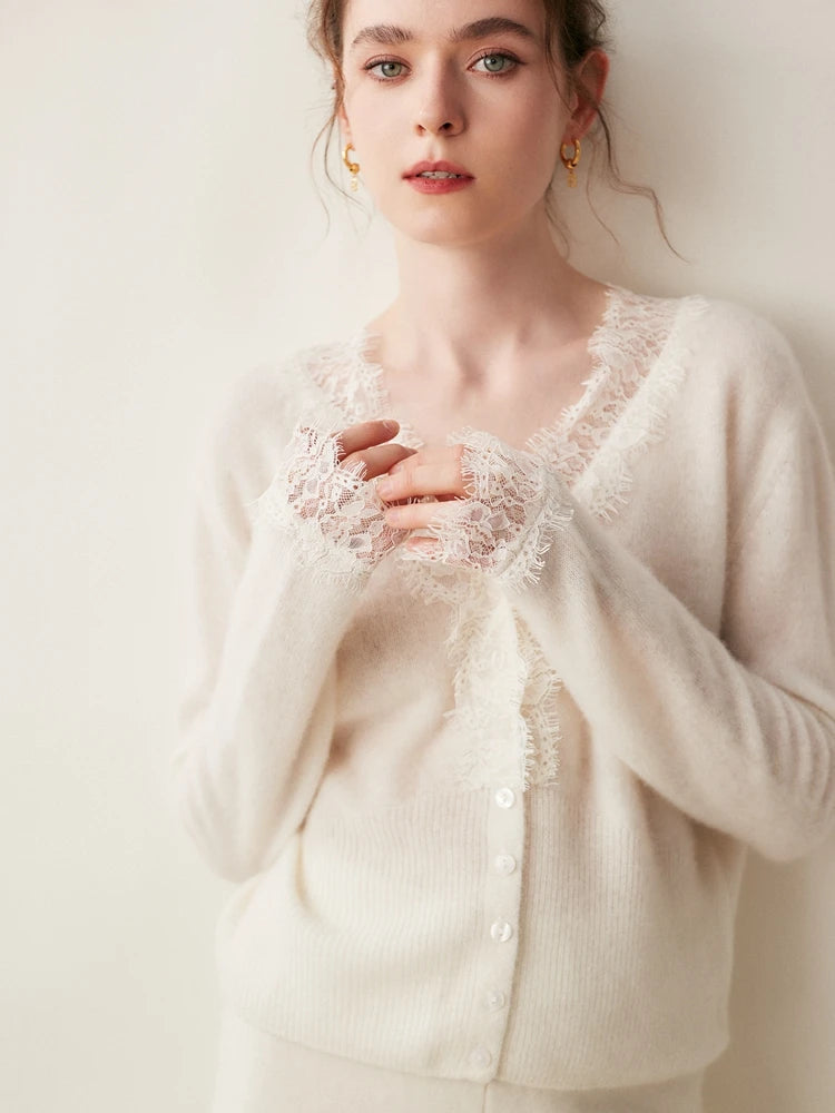 Sorrelis — Women's Cashmere Lace Cardigan for Layering