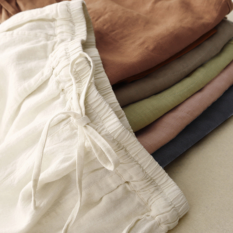 Elowen Linen Pants — Lightweight Breathable Pants with Adjustable Waist