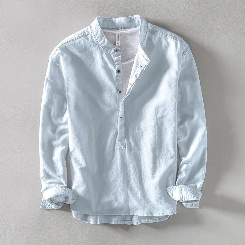 Renlo — Lightweight Linen Shirt with Mandarin Collar for Comfort