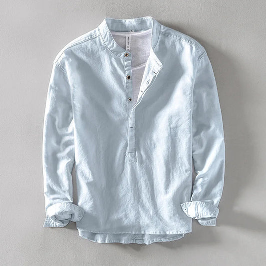 Renlo — Lightweight Linen Shirt with Mandarin Collar for Comfort