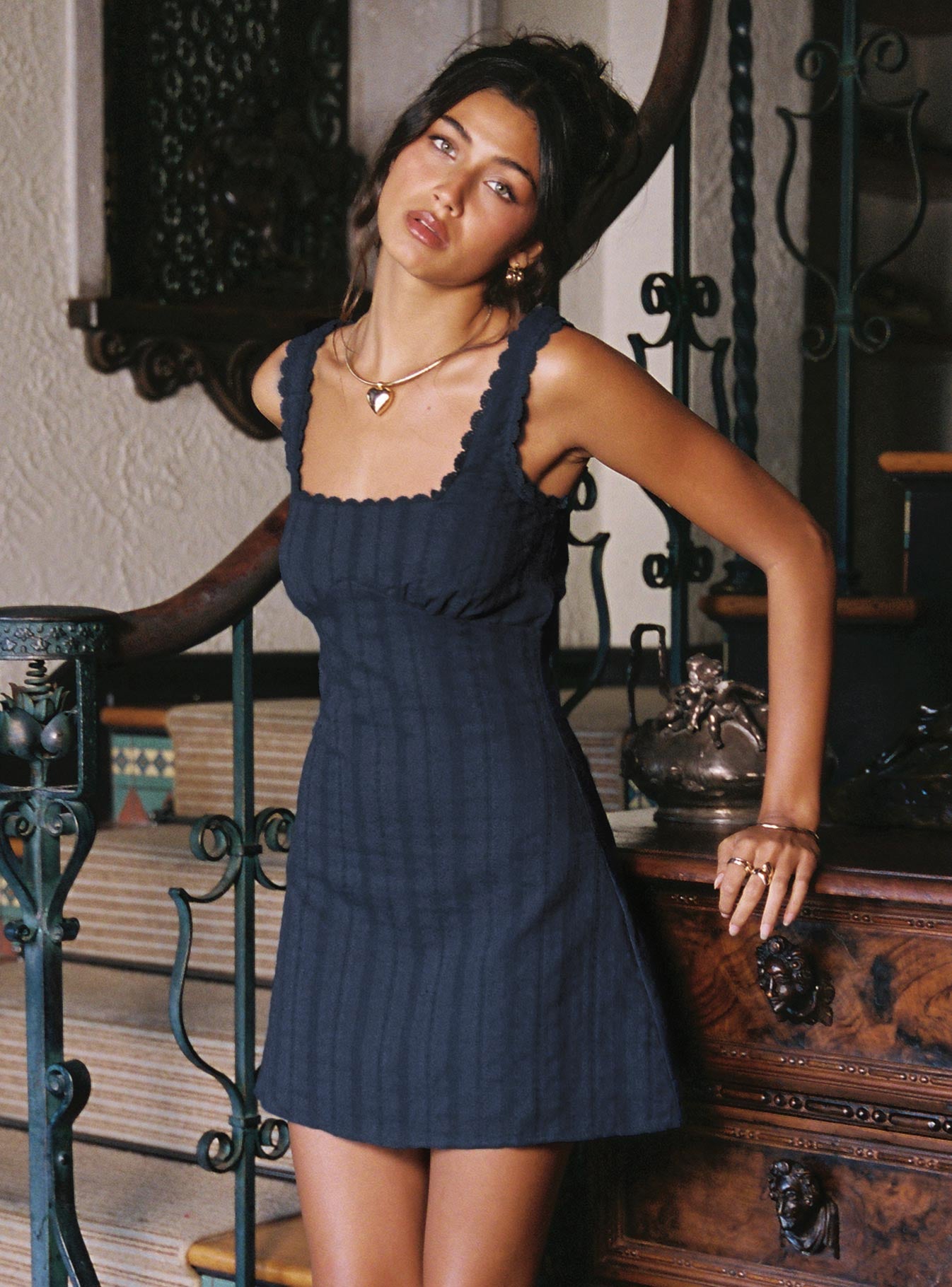 Liora — Elegant Lace-Trim Midi Dress with Adjustable Fit