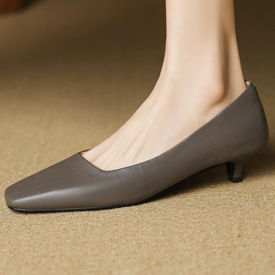 Alaris — Genuine Leather Kitten Heel Pumps with Cushioned Insole