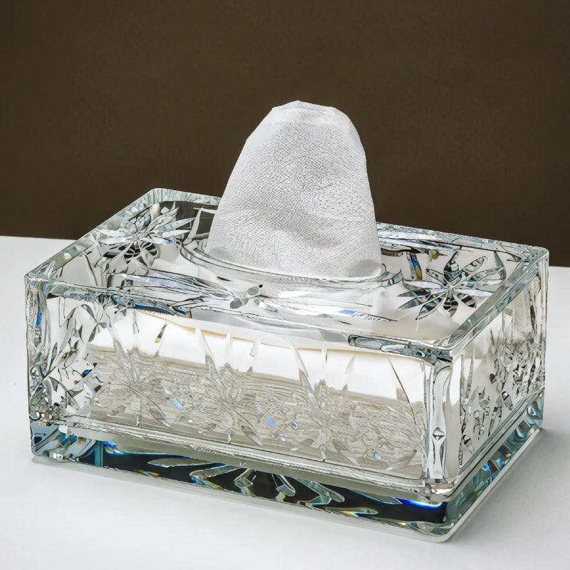 Valen — Faceted Acrylic Tissue Box with Crystal Detailing