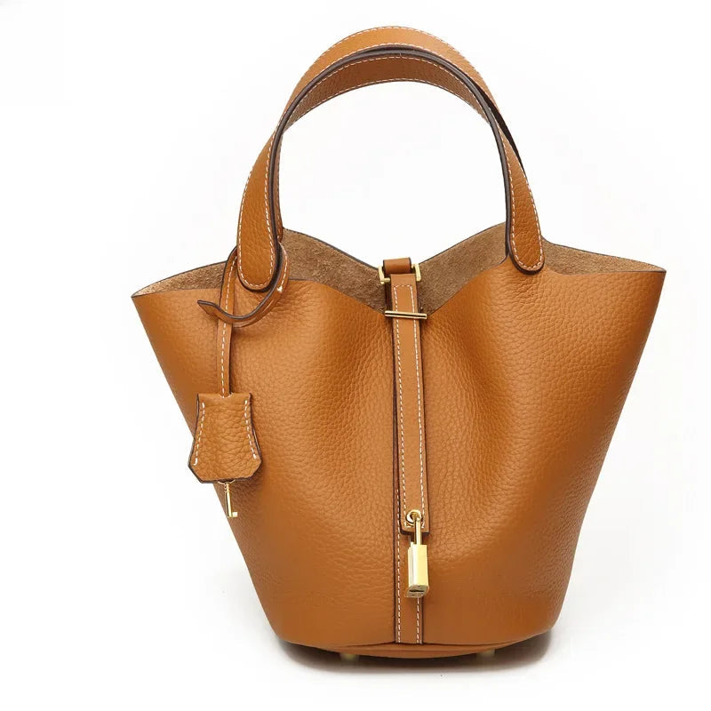 Liora — Handmade Full-Grain Leather Handbag with Zip Closure