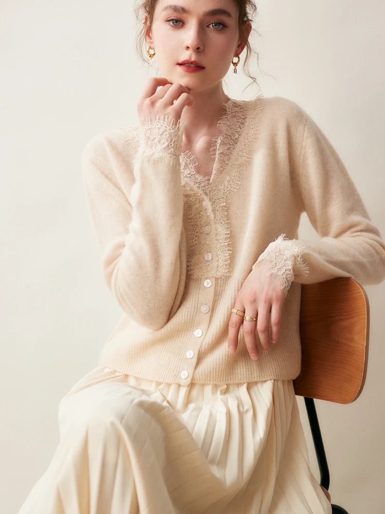 Sorrelis — Women's Cashmere Lace Cardigan for Layering