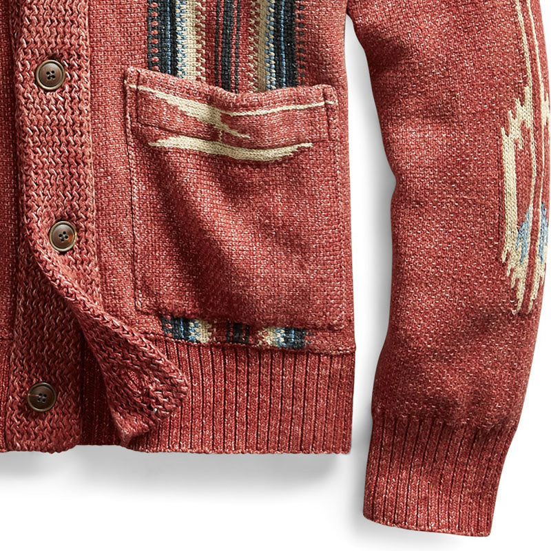 Dalton — Men’s Vintage Jacquard Knit Cardigan with Lapel Collar
