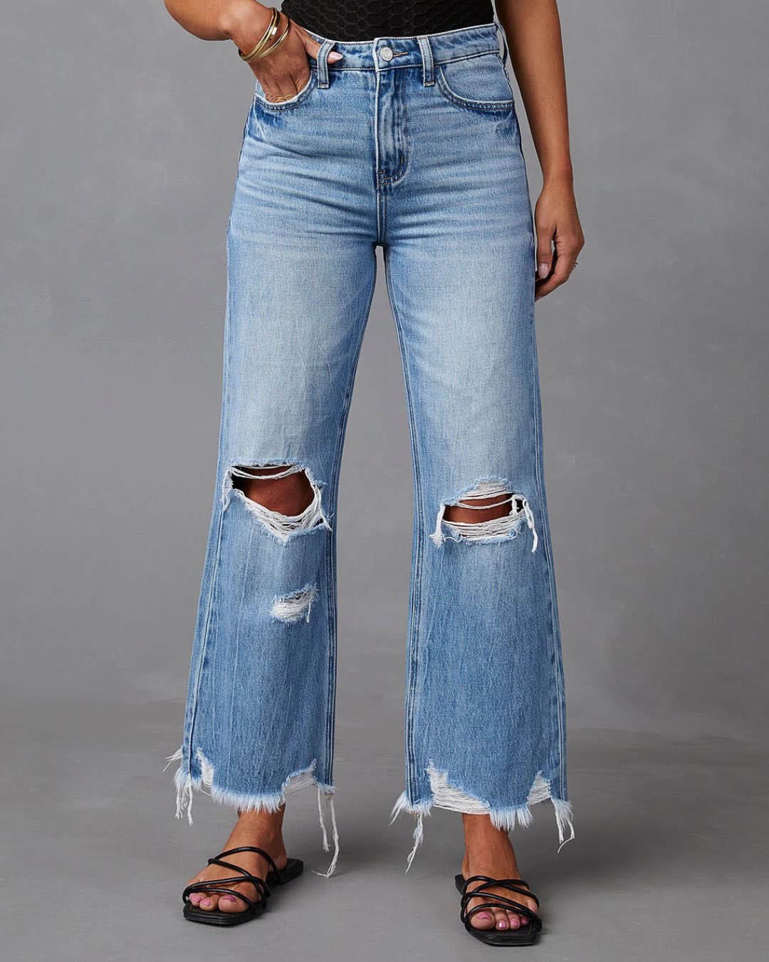 Mid-Rise Distressed Jeans™ — Hug Your Curves with Confidence That Turns Heads