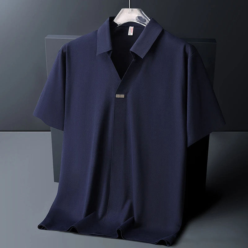 Virello — Men’s Lightweight Ice Silk Shirt with Open Collar