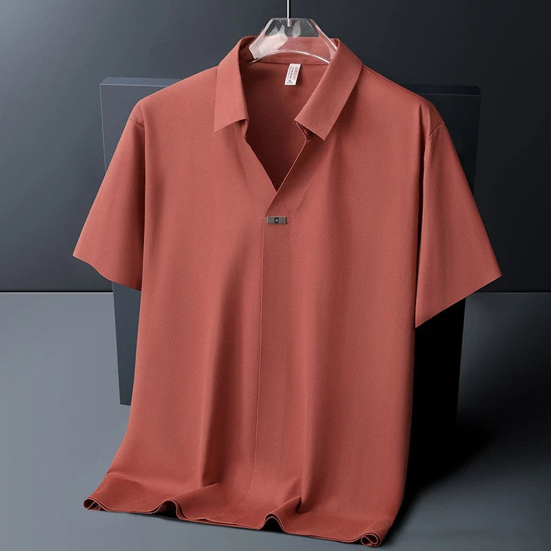 Virello — Men’s Lightweight Ice Silk Shirt with Open Collar