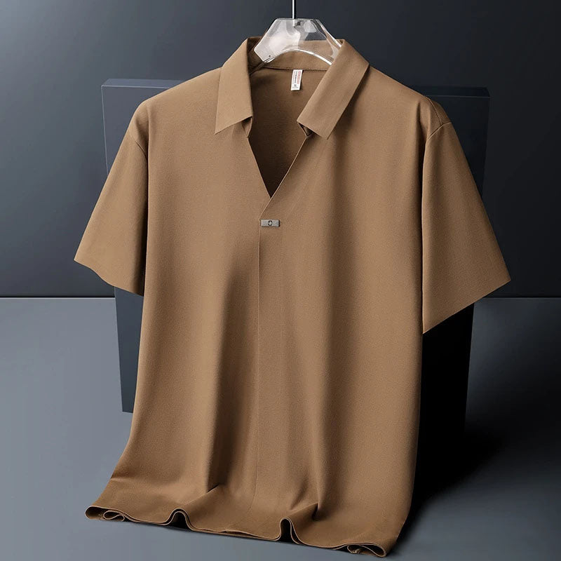 Virello — Men’s Lightweight Ice Silk Shirt with Open Collar