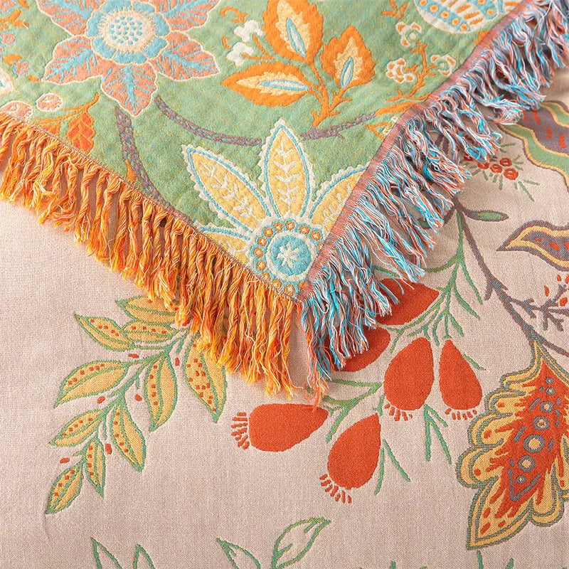 Liora — Lightweight Reversible Cotton Throw Blanket with Bohemian Design