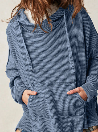Soarion Waffle Hoodie — Oversized Soft Knit Pullover with Adjustable Hood