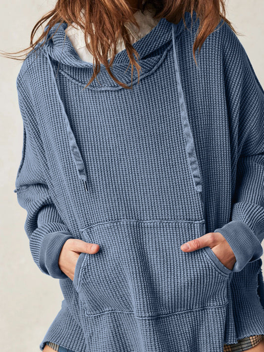 Soarion Waffle Hoodie — Oversized Soft Knit Pullover with Adjustable Hood