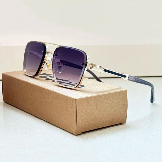 Asleris — Gold Titanium Retro Sunglasses with UV400 Protection
