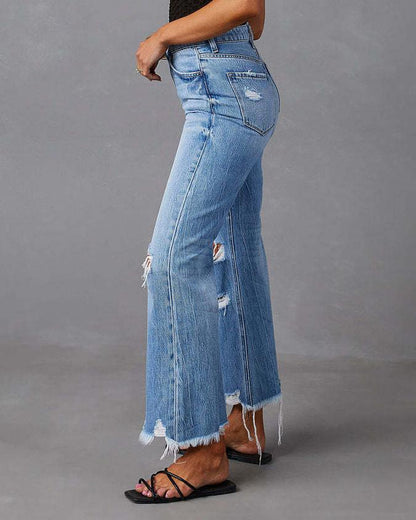 Mid-Rise Distressed Jeans™ — Hug Your Curves with Confidence That Turns Heads