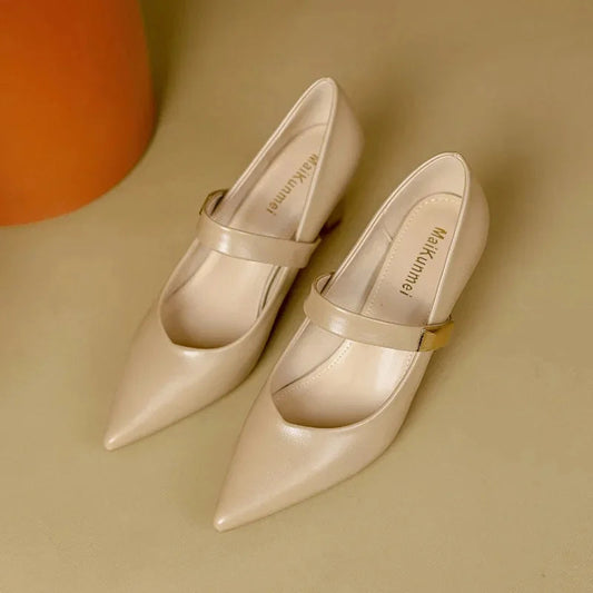 Lorien — Genuine Leather Mary Jane Heels with Kitten Heel and Cushioned Insole