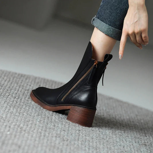 Elevon — Vegan Leather Ankle Boots with Double Side Zippers
