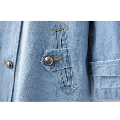 Liora — Double-Breasted Denim Coat with A-Line Trench Design