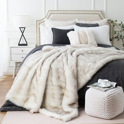 CozyLux Faux Fox Fur Throw — Plush, Eco-Friendly and Warm Blanket