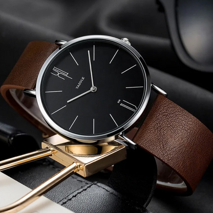Nyren — Ultra-Slim Cowhide Leather Watch with Matte Dial