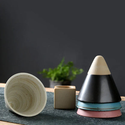 Lamara — Vintage Cone Shaped Ceramic Espresso Cups with Holder