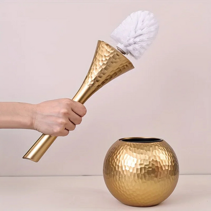 Norla — Hammered Finish Toilet Brush Set with Concealed Lid