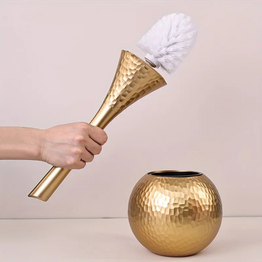 Norla — Hammered Finish Toilet Brush Set with Concealed Lid