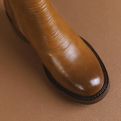 Vessara Vegan Leather Block-Heel Boots — Comfortable Zippered Fall Footwear