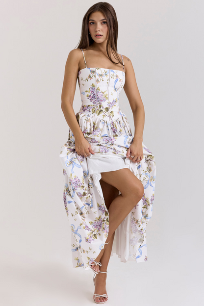 Norla — Cotton Midi Sundress with Vintage Rose Print